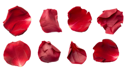 Beautiful red rose petals, isolated on transparant background