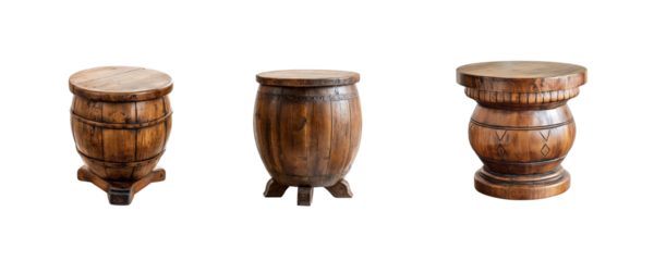 Rustic Wooden Barrels as Unique Stools for Home Decor or Events
