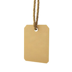 A blank tag with a rope, ideal for labeling items or gifts in creative projects.