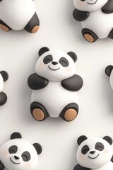 Obraz premium A 3D cartoon character of a panda, isolate on white background, perfect for fun designs.