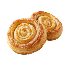 Golden Palmier Puff Pastry Cookies isolated on white background