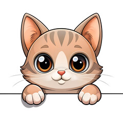 cat with a bow isolated on transparent background