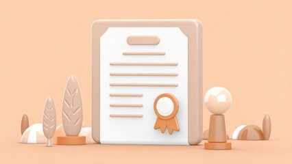 Minimalistic certificate design with decorative elements on a soft pastel background
