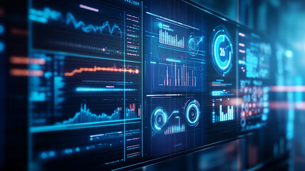 Fototapeta premium Futuristic Holographic Display with AI-Driven Data Analytics