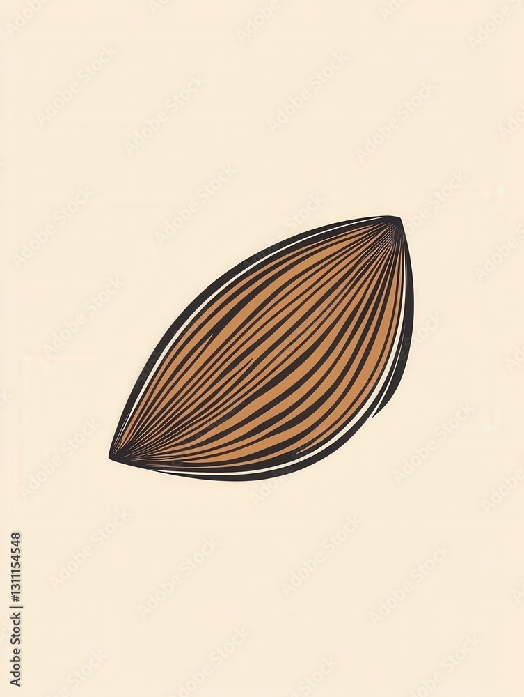 Aufkleber Minimalist logo design featuring modern abstract line art of almond and walnut nuts in a clean aesthetic
