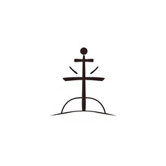 Minimalist Symmetrical Symbolic Graphic Design on White Background