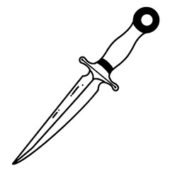 A dagger happy Halloween concept, black and white hand drawn line art illustration 
