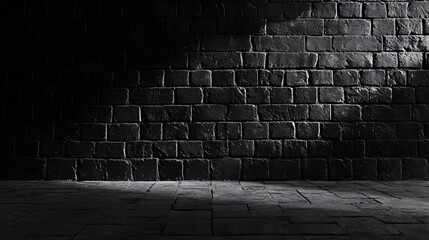 Dark Brick Wall and Stone Floor Background
