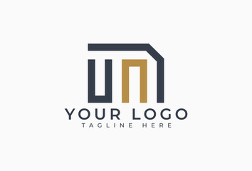 U N Line Geometric Logo Design