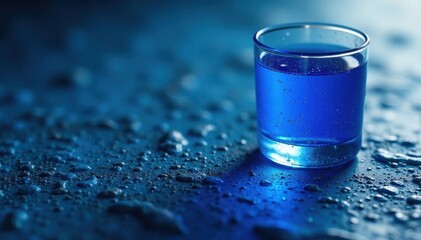 Rich cobalt glass, bumpy uneven surface, light reflections, dark blue, graphic