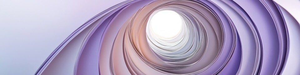Elegant paper tunnel in lavender and ivory with a minimalist spiral design.