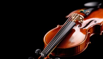 Fototapeta premium Violin on Black Background