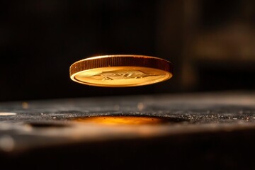 Coin Levitation - Dark Studio Shot