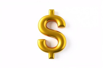 Clean image of a gold dollar sign in the middle of a white background.