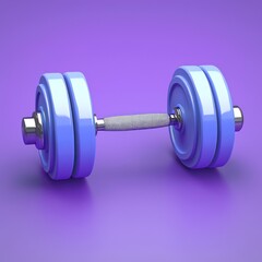 Naklejka premium Fitness focus with 3D dumbbell icon, purple isolation.