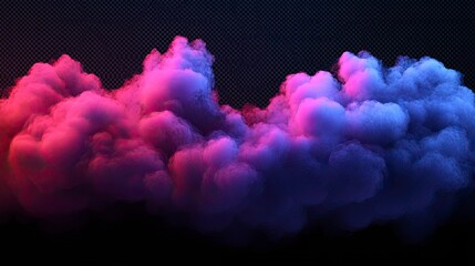 Fototapeta premium Abstract red and blue smoke effect on a transparent background with a gradient for design elements, an illustration of a glowing pink and dark purple cloud or fog.
