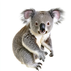 Fototapeta premium Koala sitting on white background, looking curious
