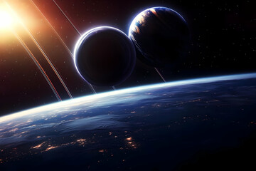 Cosmic Planet Illustration Digital Artwork and Background Design