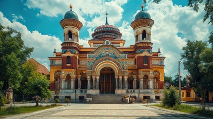 9 september 2016 - oradea, romania: the neolog synagogue zion, a jewsih temple built during the 19th century now running as a museum with a monumental beautiful look. eclecticism.