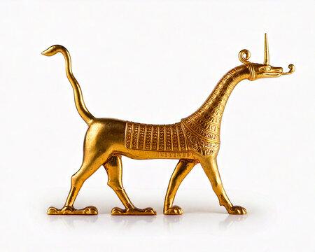 Handmade sirrush from Ishtar Gate Babilon isolated on white