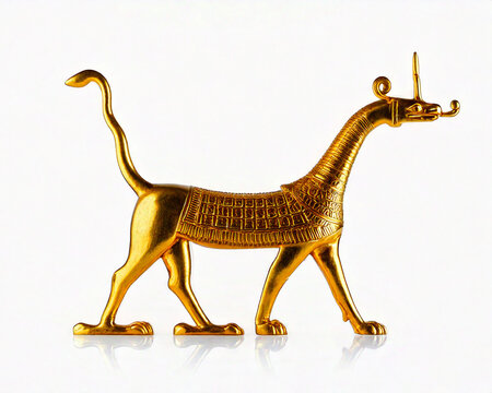 Handmade sirrush from Ishtar Gate Babilon isolated on white