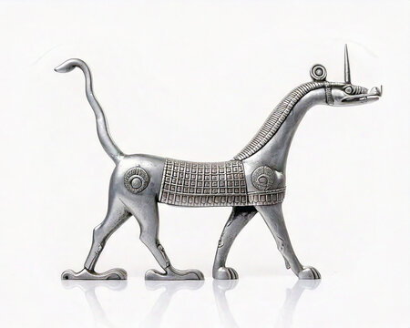Handmade sirrush from Ishtar Gate Babilon isolated on white