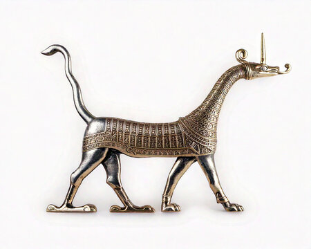 Handmade sirrush from Ishtar Gate Babilon isolated on white