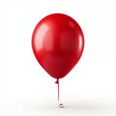 Single Red Balloon Isolated on White Background