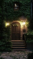 A residence with abundant greenery on its facade