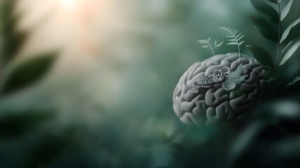 A brain composed of interconnected gears and plants, illustrating the growth and expansion of the mind through learning