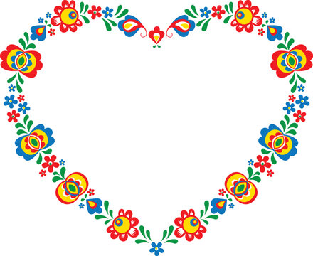 Naklejki Heart shape composed of Moravian folklore ornaments