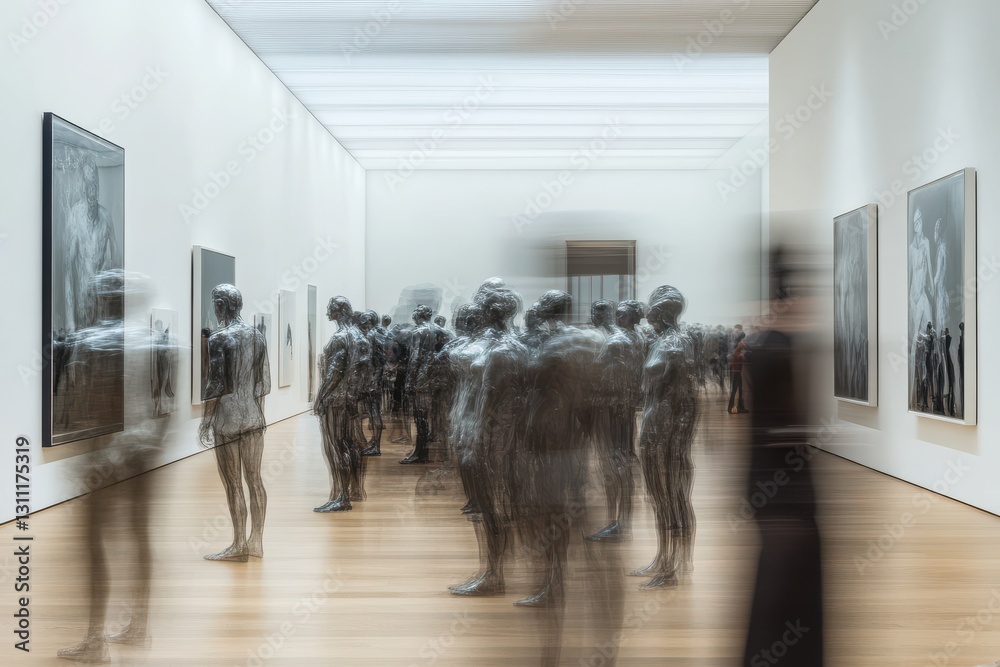 Poster Installation of translucent figures in an art gallery creates an ethereal experience for visitors
