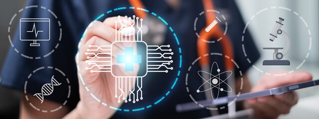 Doctor medical technology innovation artificial intelligence healthcare hospital science digital futuristic concept
