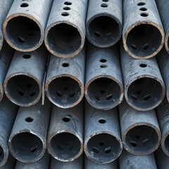 A stack of corrugated aluminum panels for industrial roofing