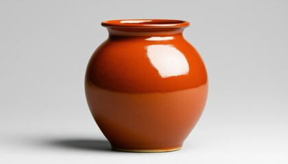 Glossy Red Ceramic Vase on a Simple Grey Background