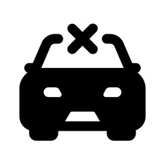 Car Rejected Simple Glyph Icon. Single icon, glyph vector icon