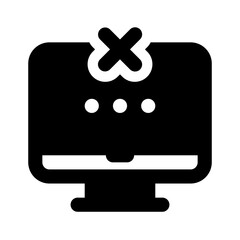Computer Rejected Simple Glyph Icon. Single icon, glyph vector icon
