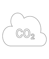 CO2 cloud icon with thin outline