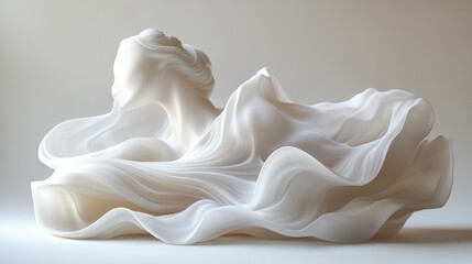 A white sculpture of a woman wearing a flowing dress, perfect for use in decorative or artistic contexts