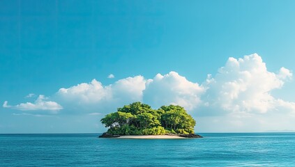 Tropical island paradise in tranquil ocean