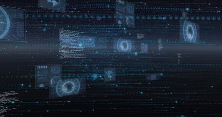 Obraz premium Image of data processing on black background