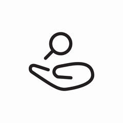 Hand magnifier help icon vector sign
