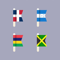 National flags of the world, Honduras, Dominican Republic, Jamaica, Republic of Mauritius, set flat vector icons