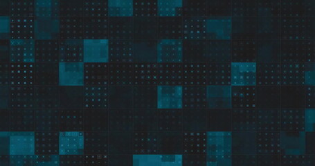 Image of digital data processing over flickering squares