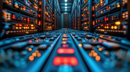 Comprehensive server room filled with many servers showcasing advanced data processing capabilities
