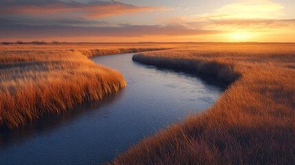 Wetland Scenery at Sunrise