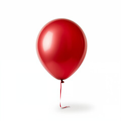 Single Red Balloon Studio Shot White Background