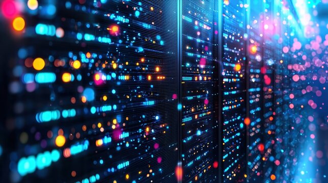 A wall of data represented in various formats creating a visual display of information and analytics