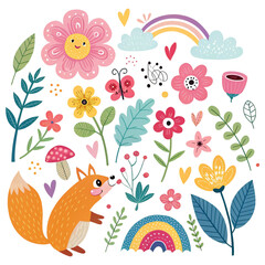 Obraz premium seamless pattern with flowers and birds