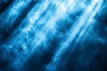 Blue glowing light beam on a black background with an earth shadow. Abstract blue gradient space background with a copy text area for design, banner, wallpaper, or poster. Stock photo, dark atmosphere